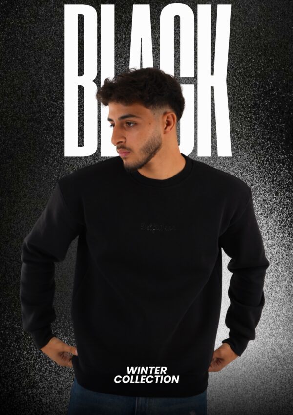 Unisex Black Crew Neck