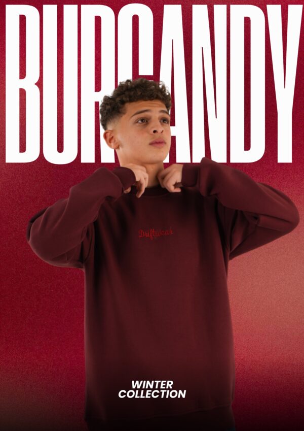 Unisex Burgandy Crew Neck